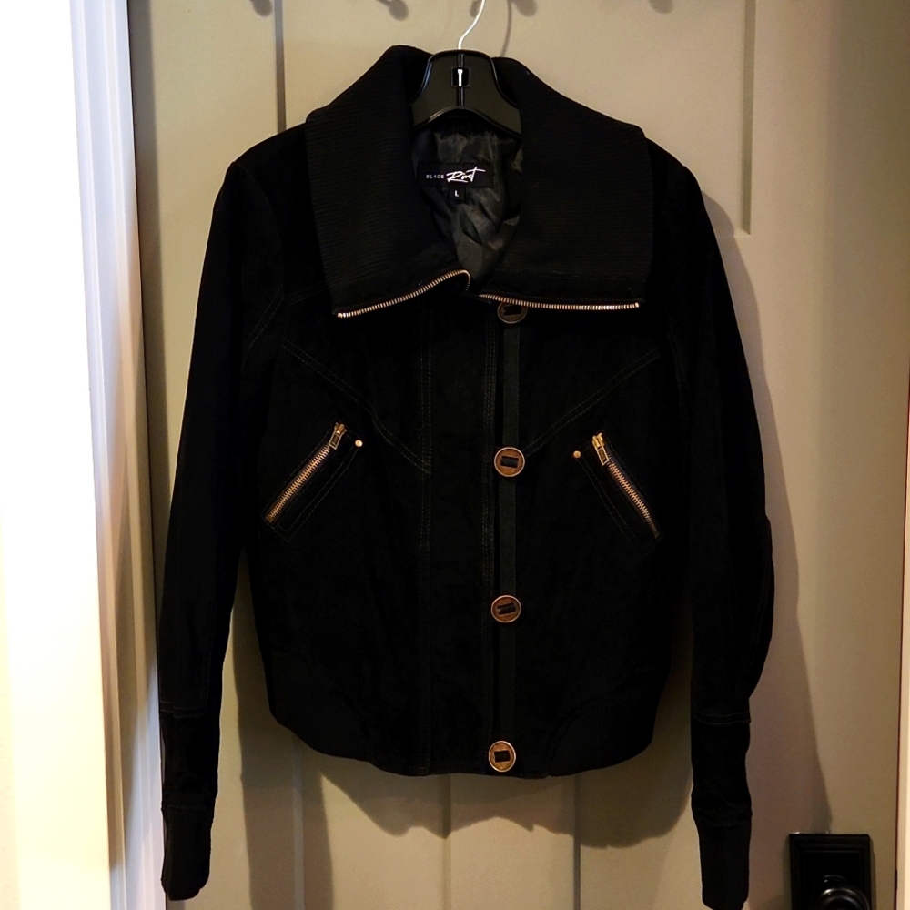 Leather ladies jacket. Must see. Size L Black Rivet